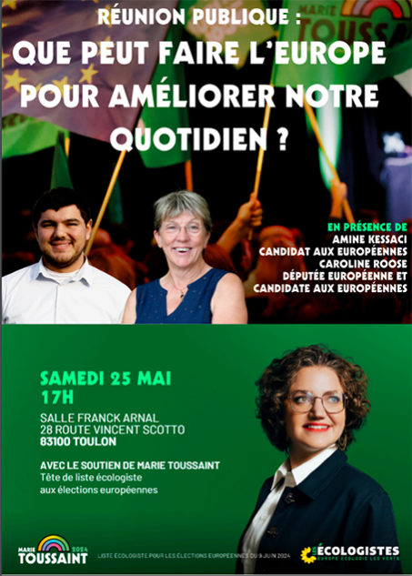 Les Écologistes/EÉLV  de Toulon, de La Seyne-sur-Mer et environs vous invitent  à échanger avec Caroline Roose et Amine Kessaci. De nombreuses associations et collectifs locaux participeront au débat.